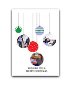 Photo upload personalised Christmas card—add your picture, Personalised Christmas card with photo baubles