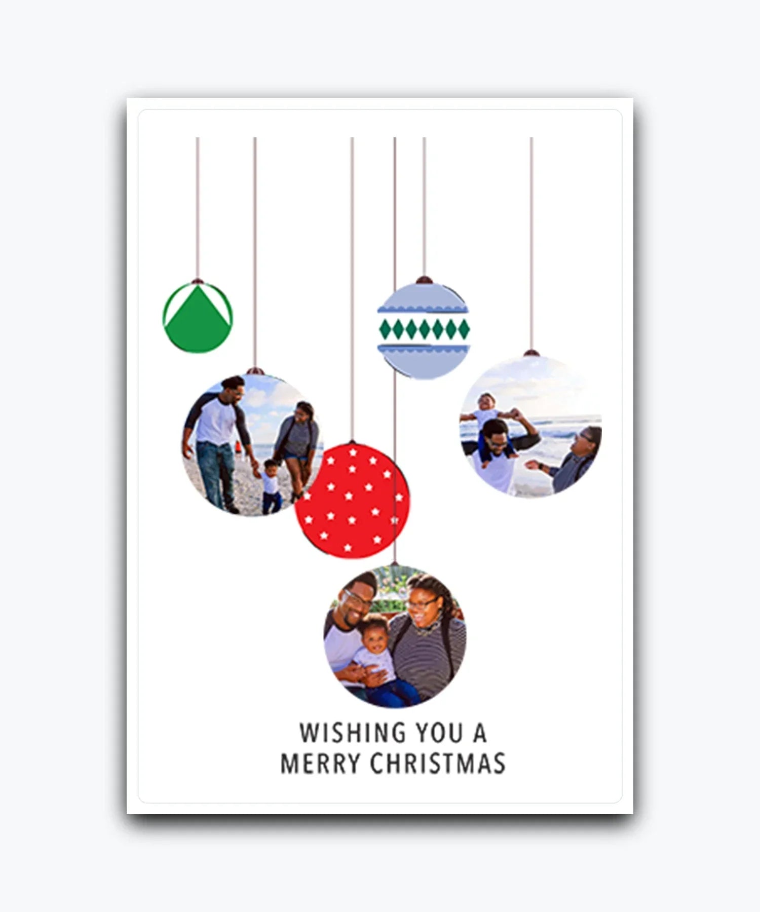 Create your own Christmas card Custom Christmas card with family photos inside ornaments