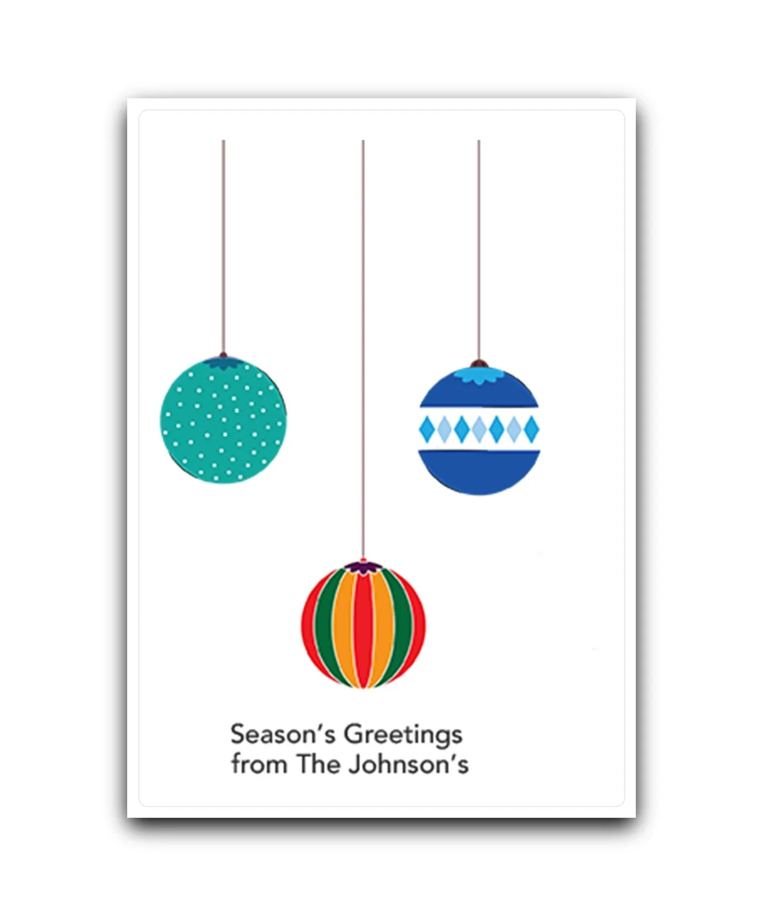 Christmas tree personalised card—add name & message; custom printed Xmas card; couples card