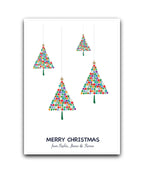 Christmas tree personalised card—add name & message; custom printed Xmas card; for family & friends