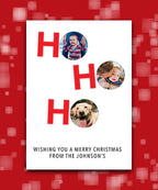 Modern Scandi personalised Christmas card—add name & greeting; Personalised holiday greeting card with family and pet pictures