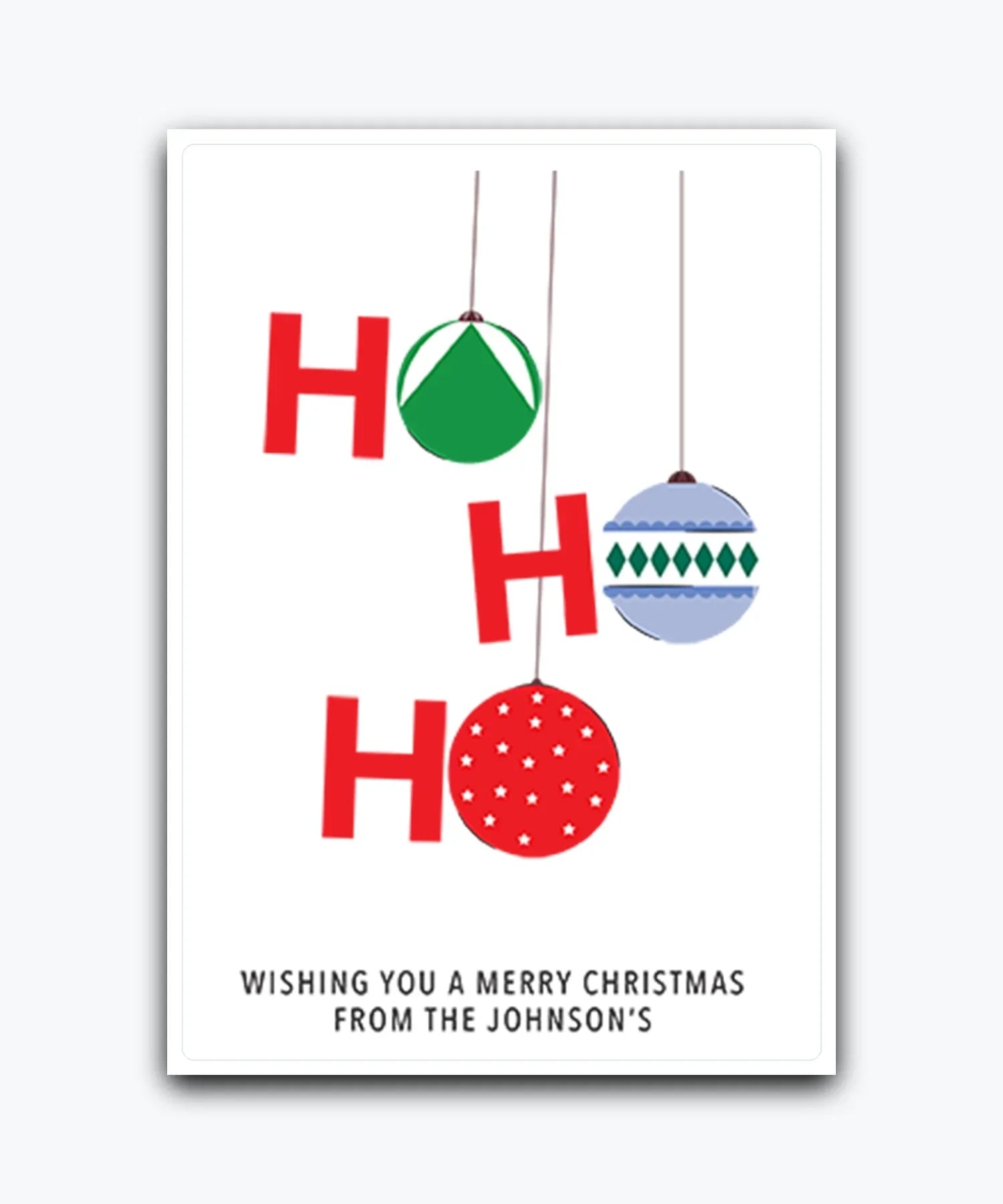 Custom Christmas card—personalise with names & text; printed card; keepsake greeting