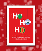 Personalised Xmas card—add‑name options & custom greeting; printed card