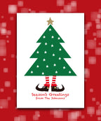 Luxury gold star personalised Christmas card—add surname & message; custom printed