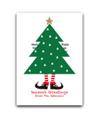 Gold star personalised Christmas card—add name & message; custom printed Christmas card