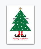 Elegant gold star Christmas card—personalised with names; printed Xmas greeting