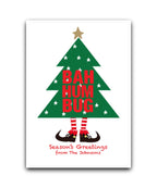 Gold star personalised Christmas card—add name & message; custom printed Christmas card