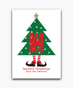 Elegant gold star Christmas card—personalised with names; printed Xmas greeting