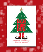 Custom Bah Humbug holiday card with Christmas tree—Funny holiday greeting card with stars and Christmas tree