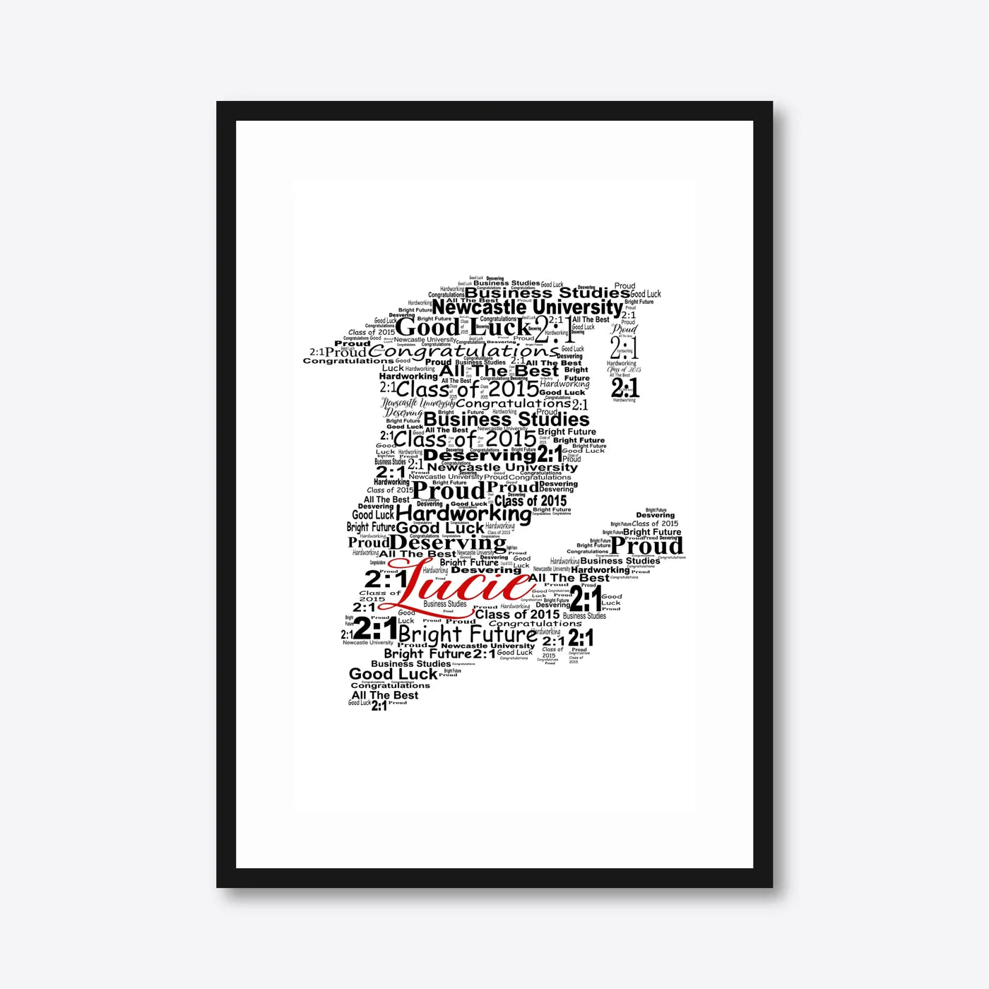 Graduation word art – grad10 – A3 – black frame