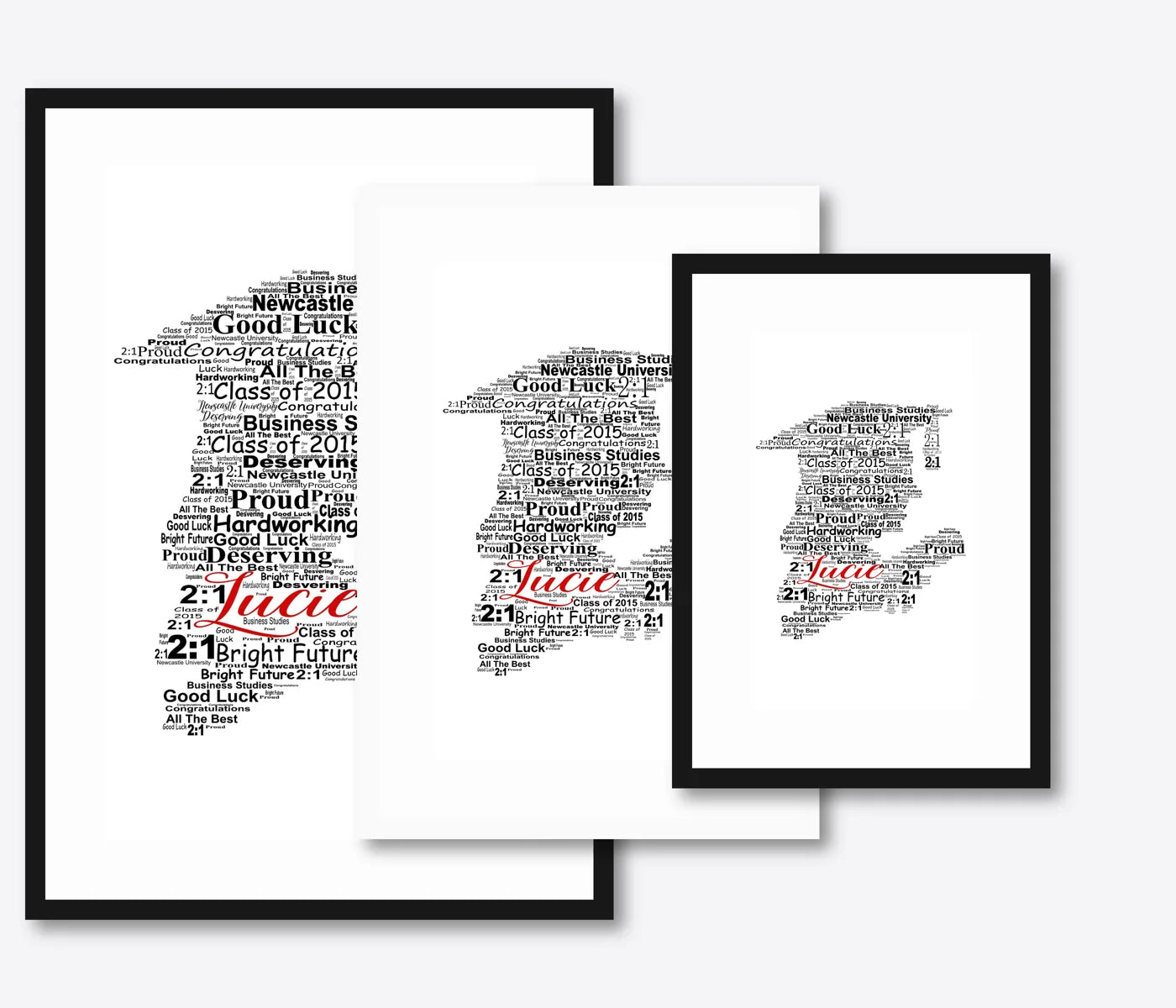 Graduation word art – grad10 – size lineup A3, A4, A5
