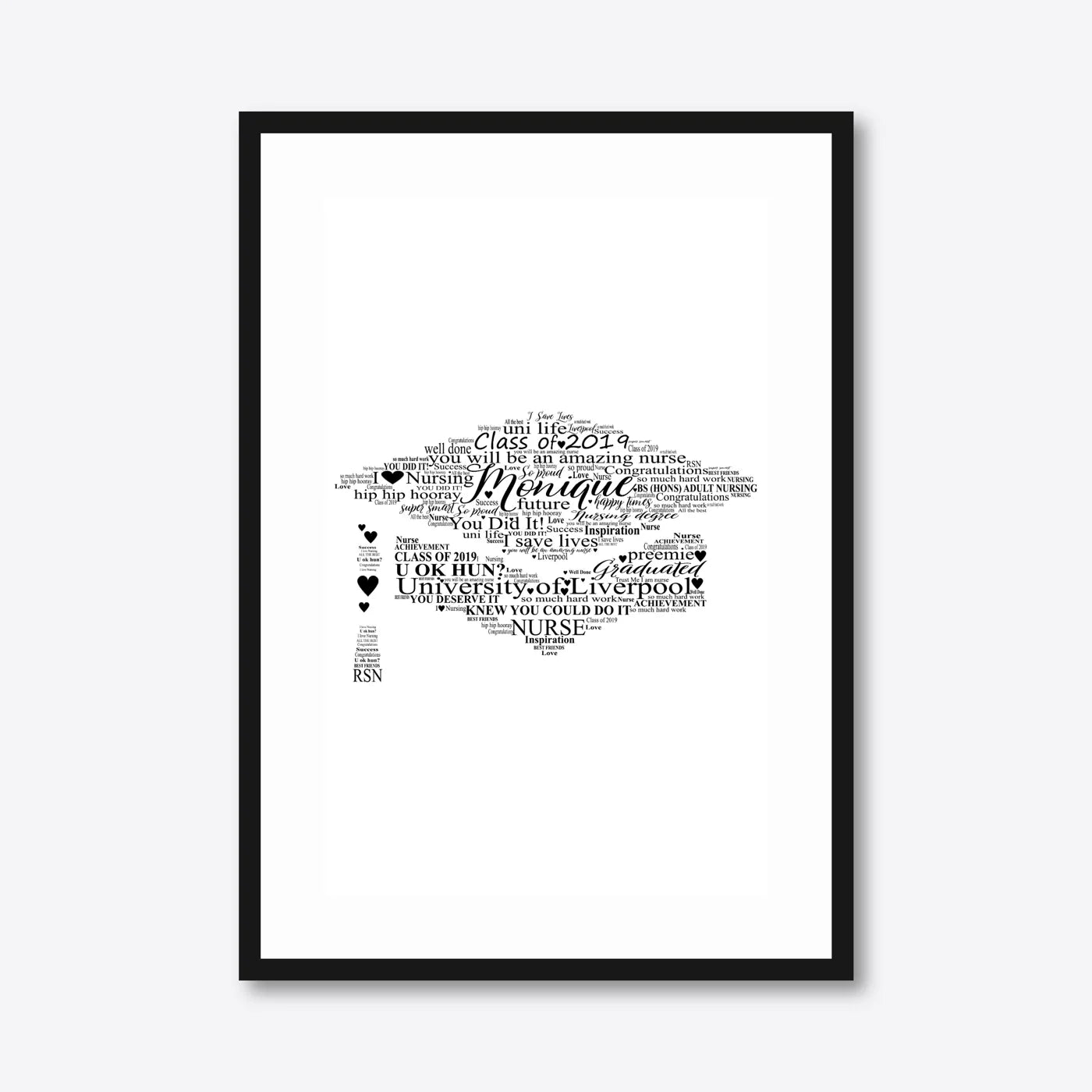 Graduation word art – grad11 – A3 – black frame