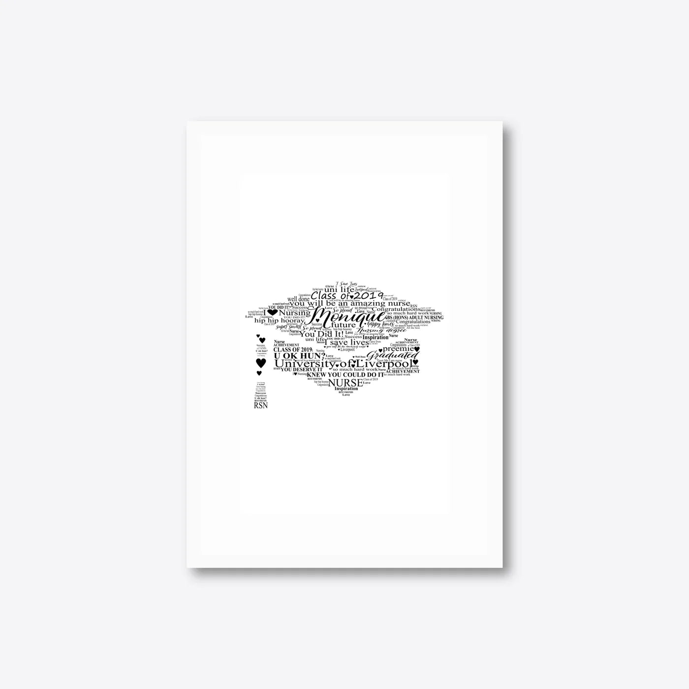 Graduation word art – grad11 – A4 – white frame