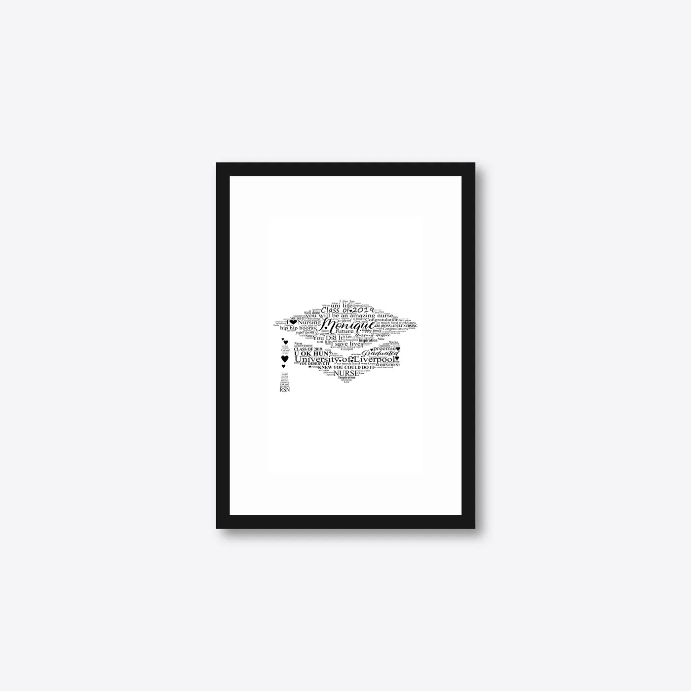 Graduation word art – grad11 – A5 – black frame