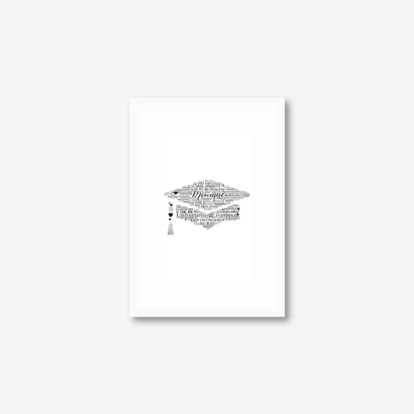 Graduation word art – grad11 – A5 – white frame