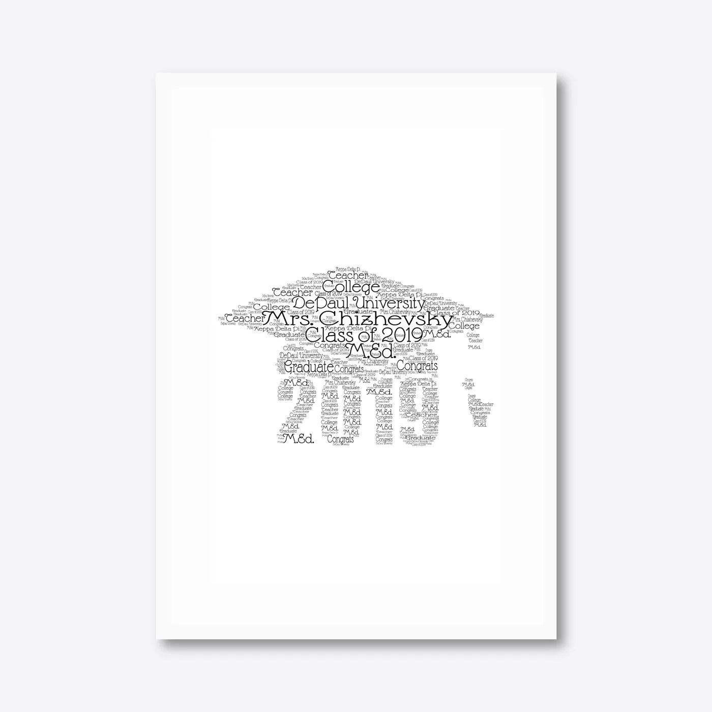 Graduation word art – grad12 – A3 – white frame