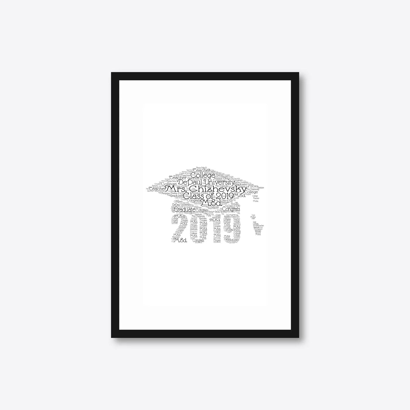 Graduation word art – grad12 – A4 – black frame