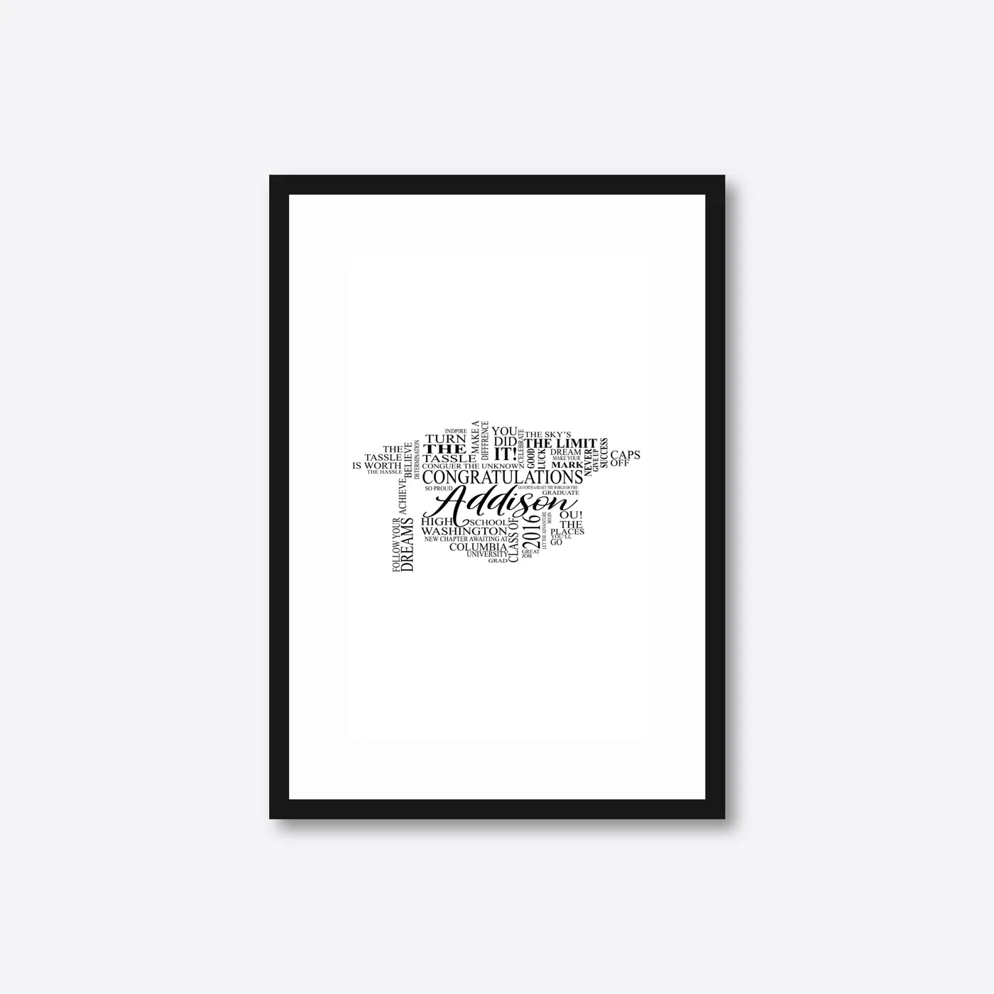 Graduation word art – grad14 – A4 – black frame