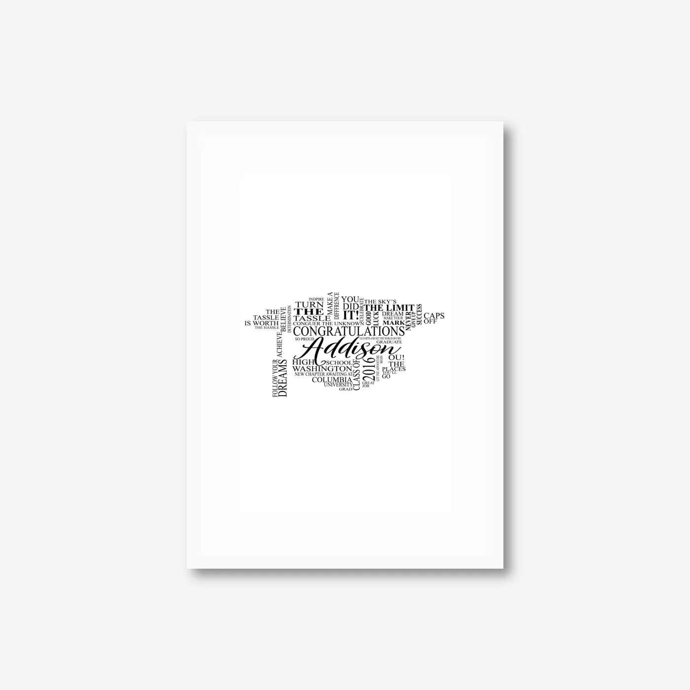Graduation word art – grad14 – A4 – white frame