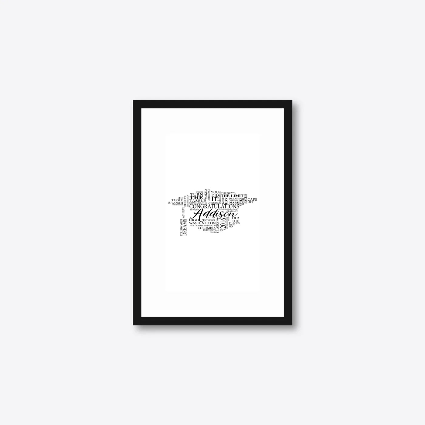 Graduation word art – grad14 – A5 – black frame