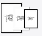 Graduation word art – grad14 – size lineup A3, A4, A5