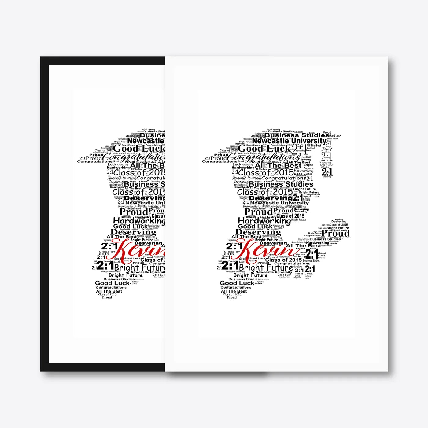Graduation word art – grad6 – black & white frames side-by-side