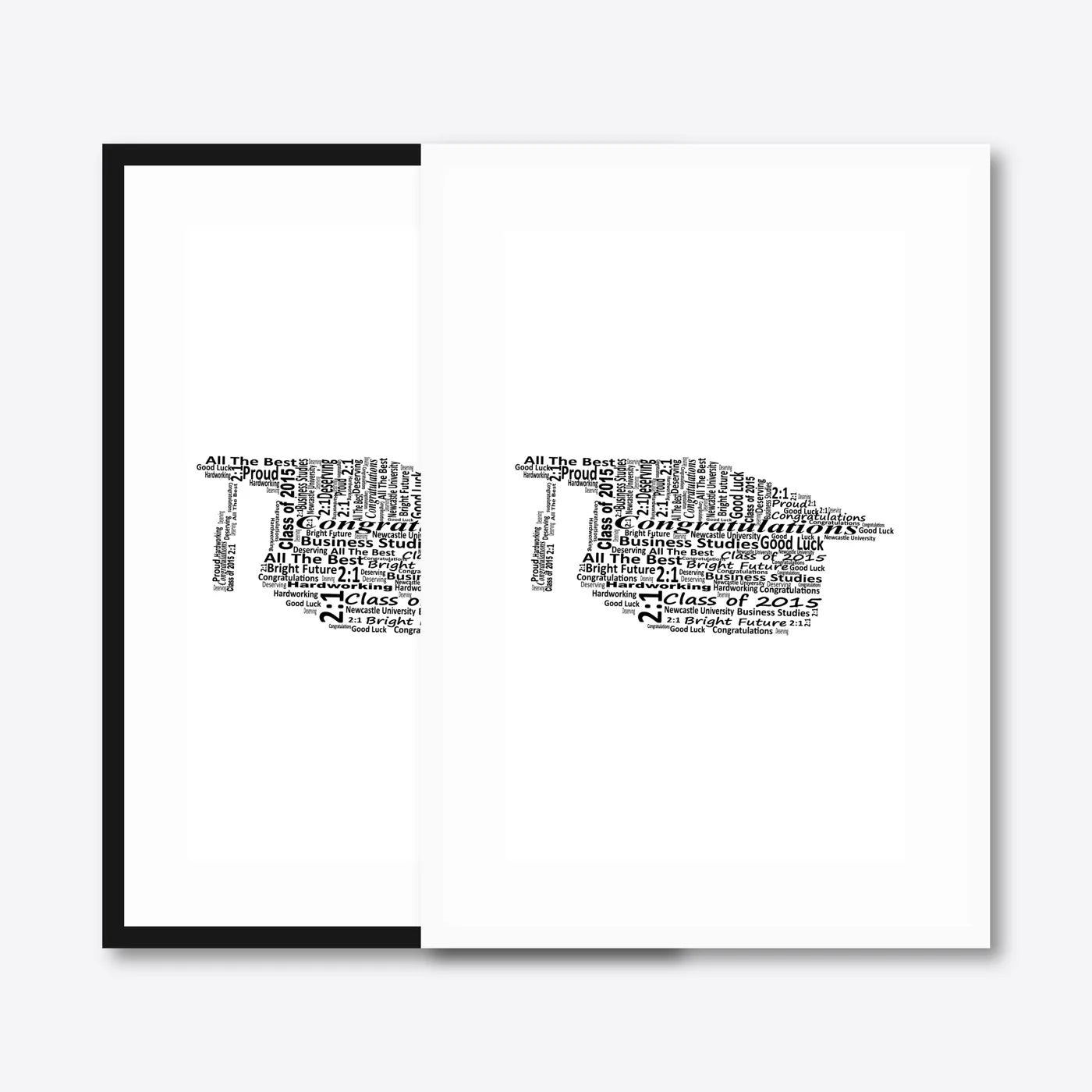 Graduation word art – grad7 – black & white frames side-by-side