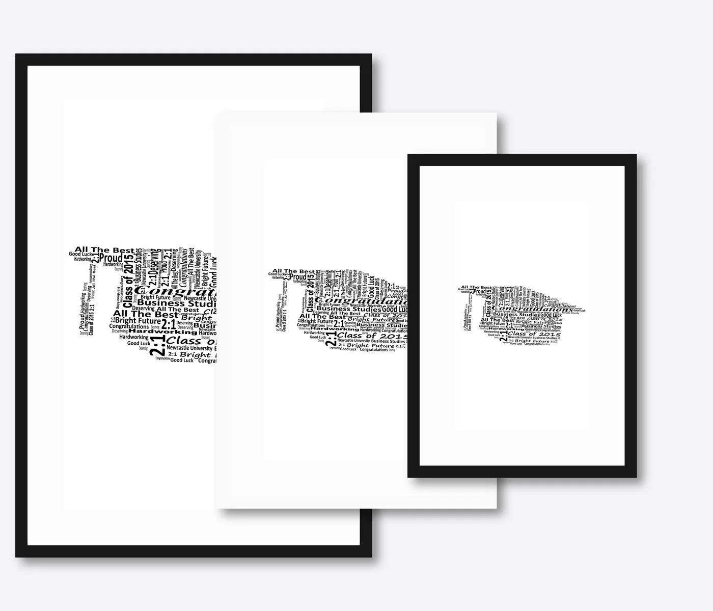 Graduation word art – grad7 – size lineup A3, A4, A5