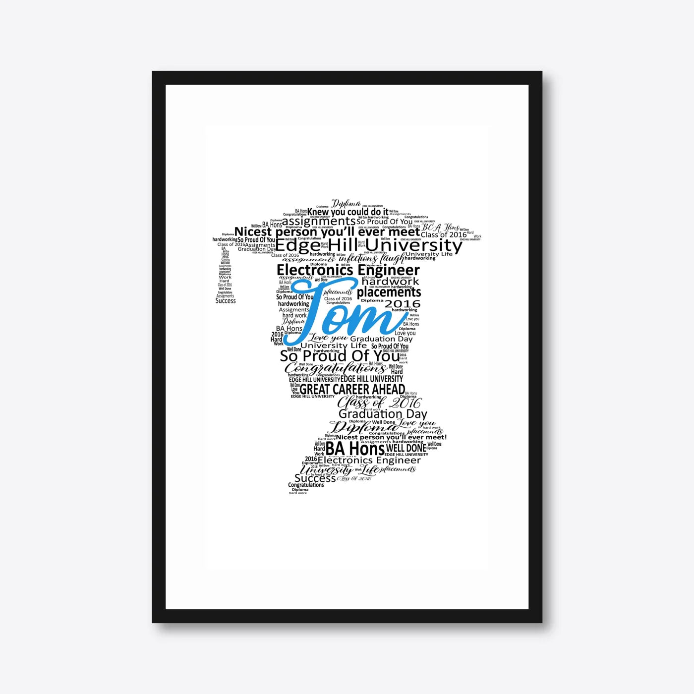 Graduation word art – grad8 – A3 – black frame