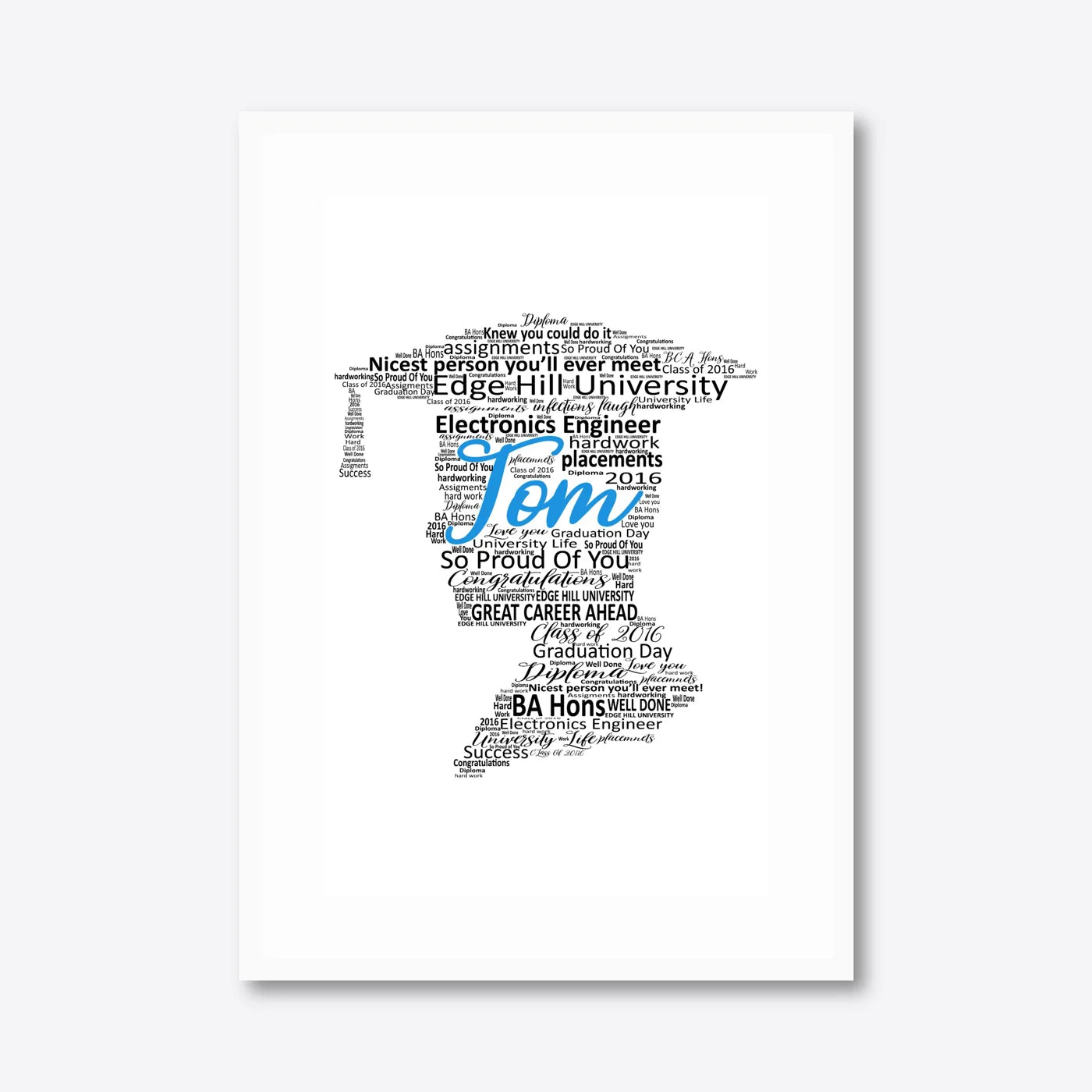 Graduation word art – grad8 – A3 – white frame