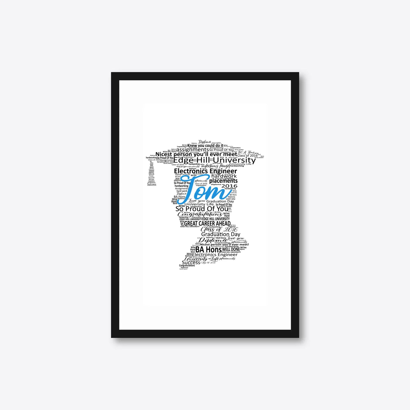 Graduation word art – grad8 – A4 – black frame