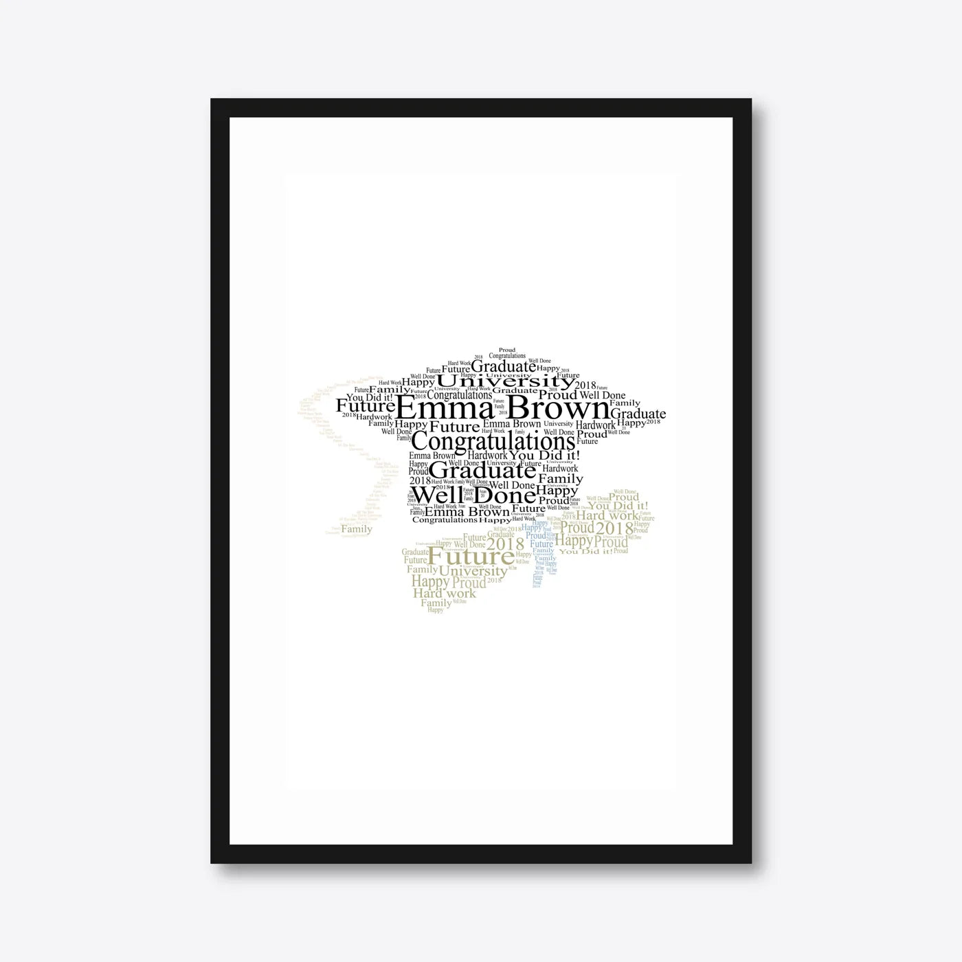 Graduation word art – grad9 – A3 – black frame