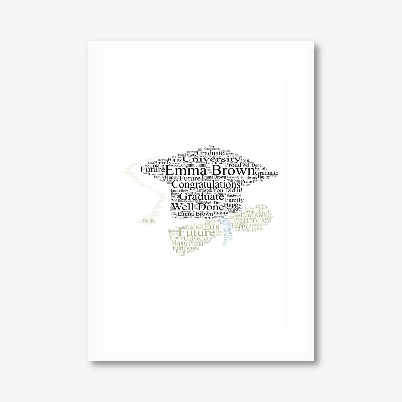 Graduation word art – grad9 – A3 – white frame
