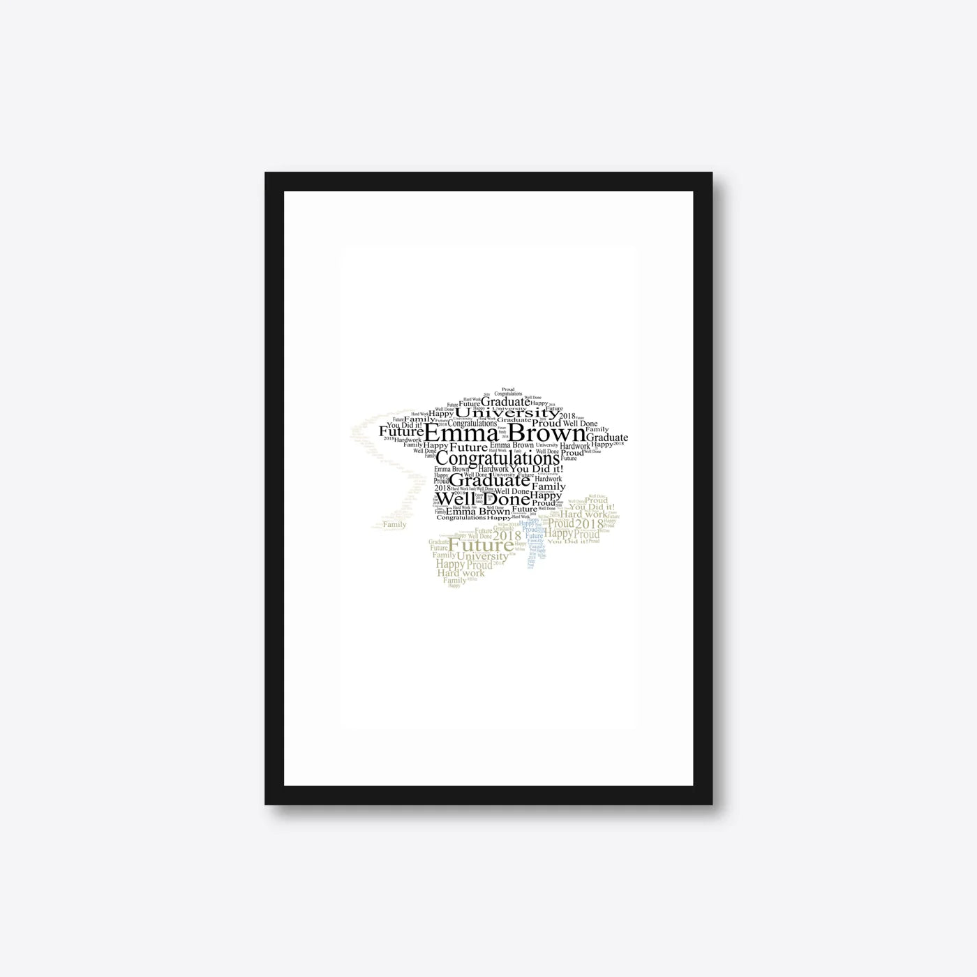 Graduation word art – grad9 – A4 – black frame
