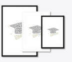Graduation word art – grad9 – size lineup A3, A4, A5