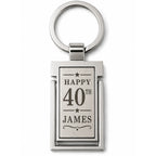 Personalised 40th birthday metal keyring with custom name