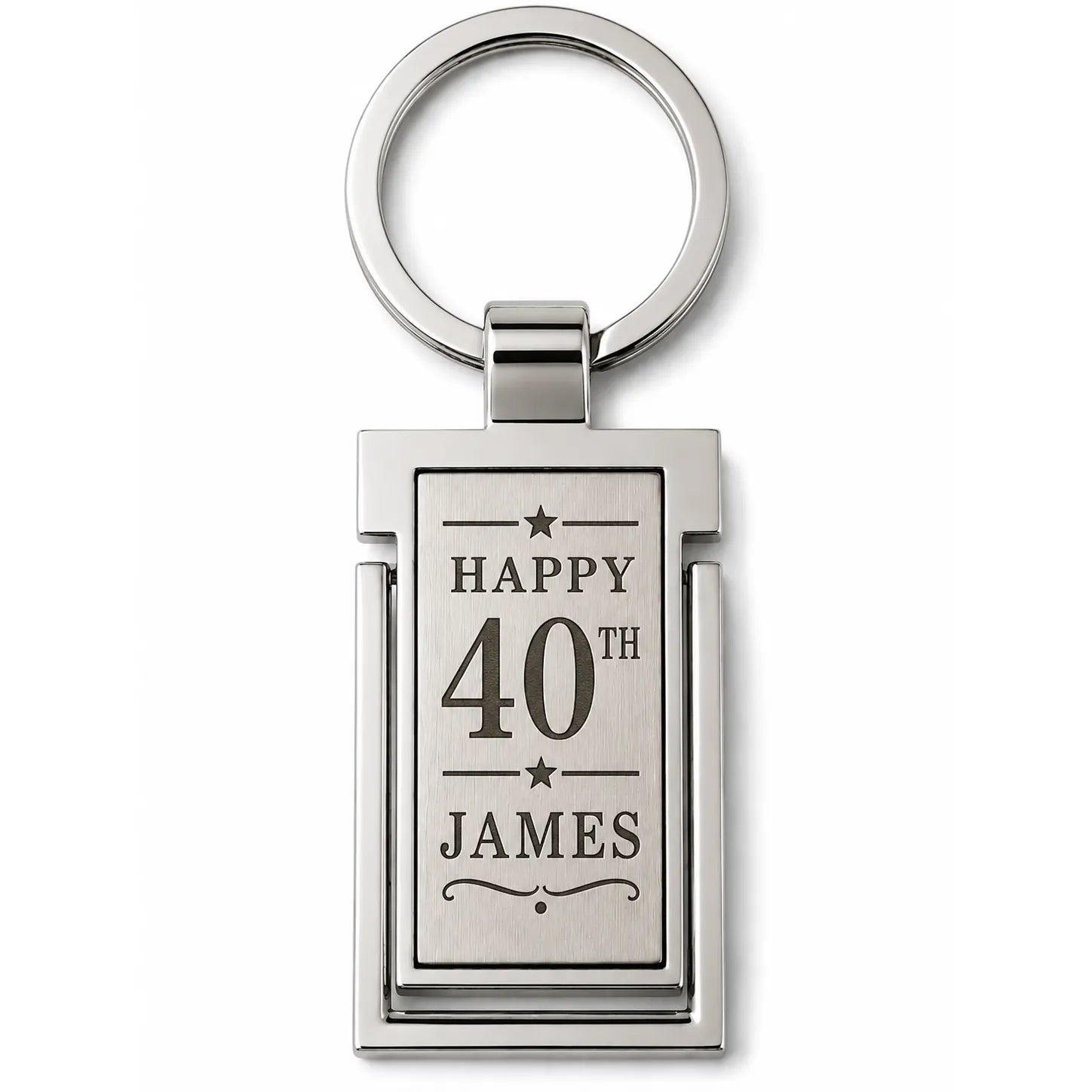 Personalised 40th birthday metal keyring with custom name