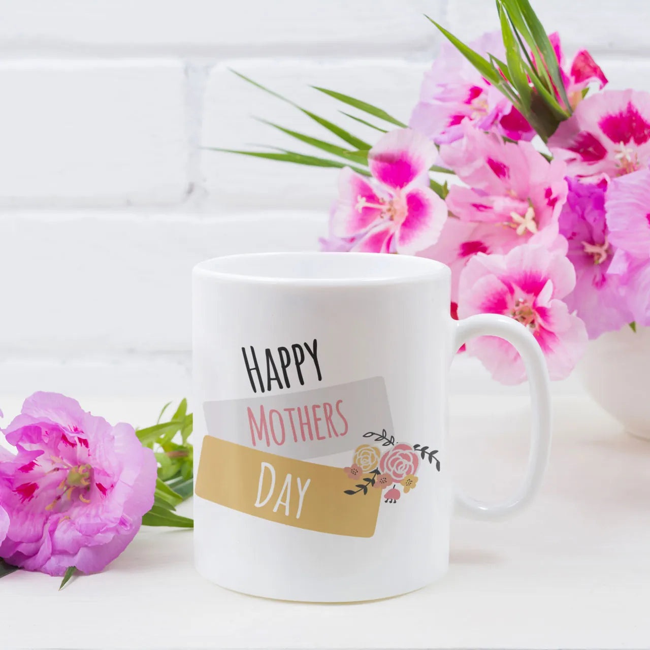 Happy Mothers Day Floral Bouquet Mug Gift personalised Mothers Day gift mug for mum