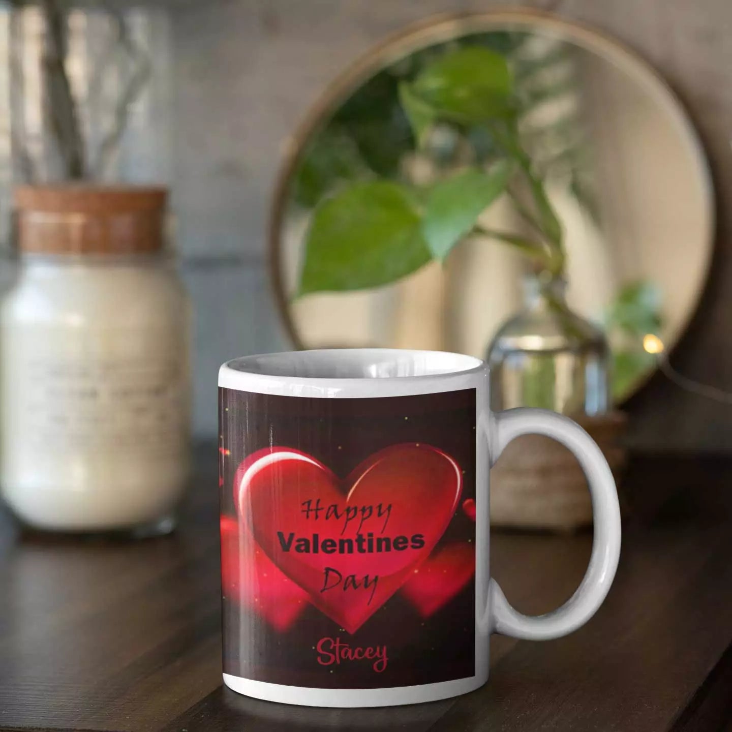 Personalised Happy Valentine’s love mug with custom name and romantic message