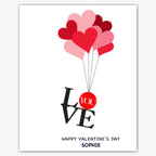 Heart Balloon Bouquet with Gift Tag – Personalised Card – personalised Valentine card, custom romantic greeting or anniversary card; make your own unique card.