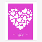 Heart Cluster in Pink – Personalised Valentine’s Day Card – personalised Valentine card, custom romantic greeting or anniversary card; make your own unique card.