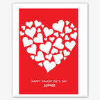 Heart Cluster in Red – Personalised Valentine’s Day Card – personalised Valentine card, custom romantic greeting or anniversary card; make your own unique card.