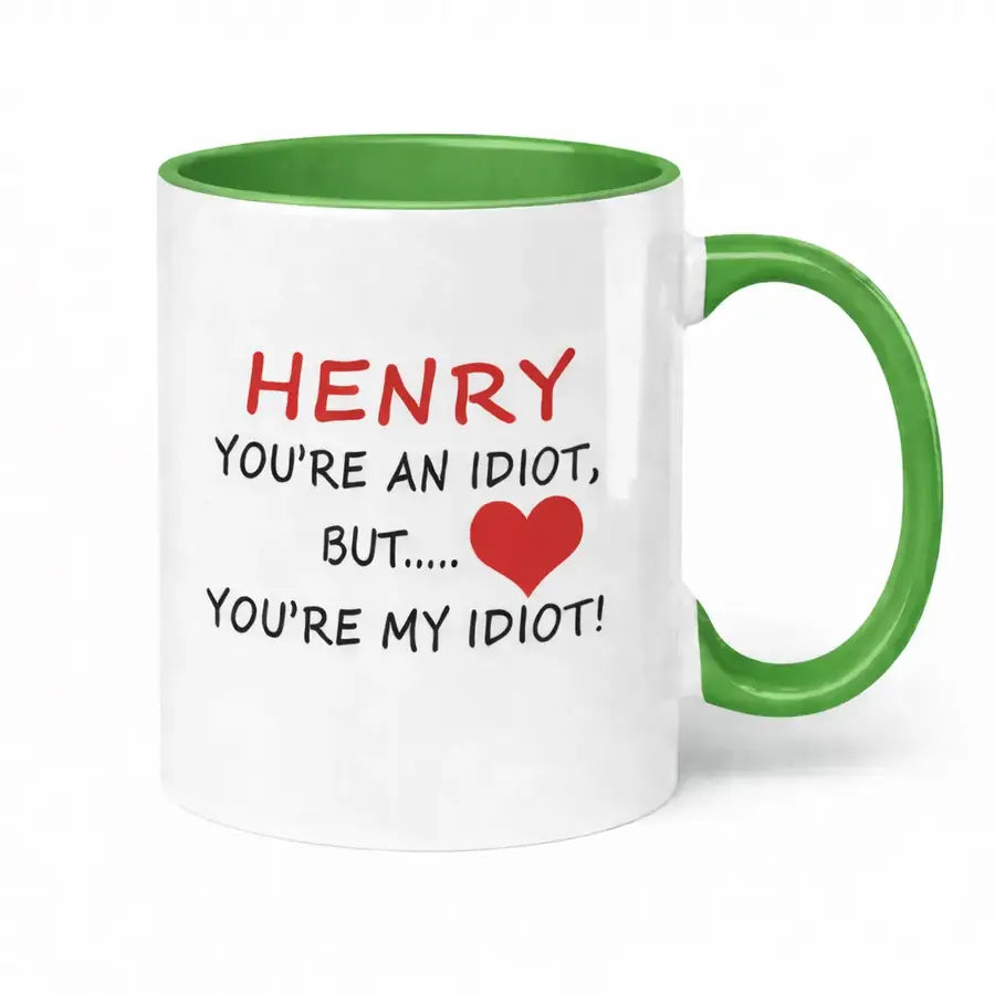 Personalised Henry green handle mug funny personalised boyfriend gift – romantic custom name mug UK