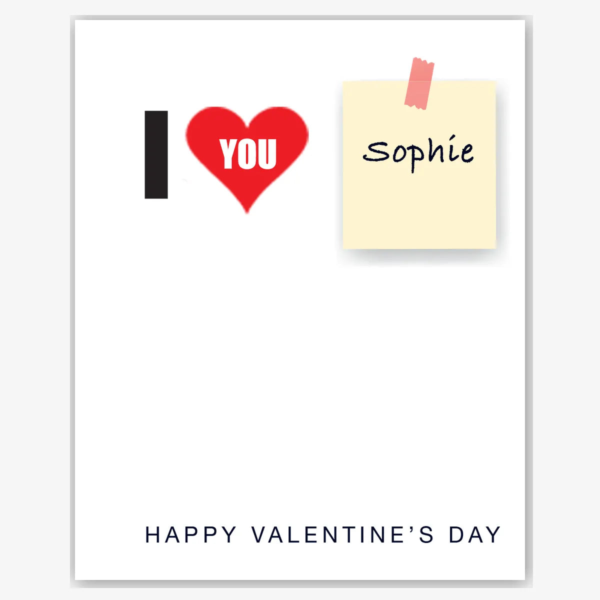 I and You Name Sticky Note – Personalised Card – personalised Valentine card, custom romantic greeting or anniversary card; make your own unique card.