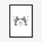 Personalised “I Do” Engagement Word Art – Couple Silhouettes – A3 – black frame