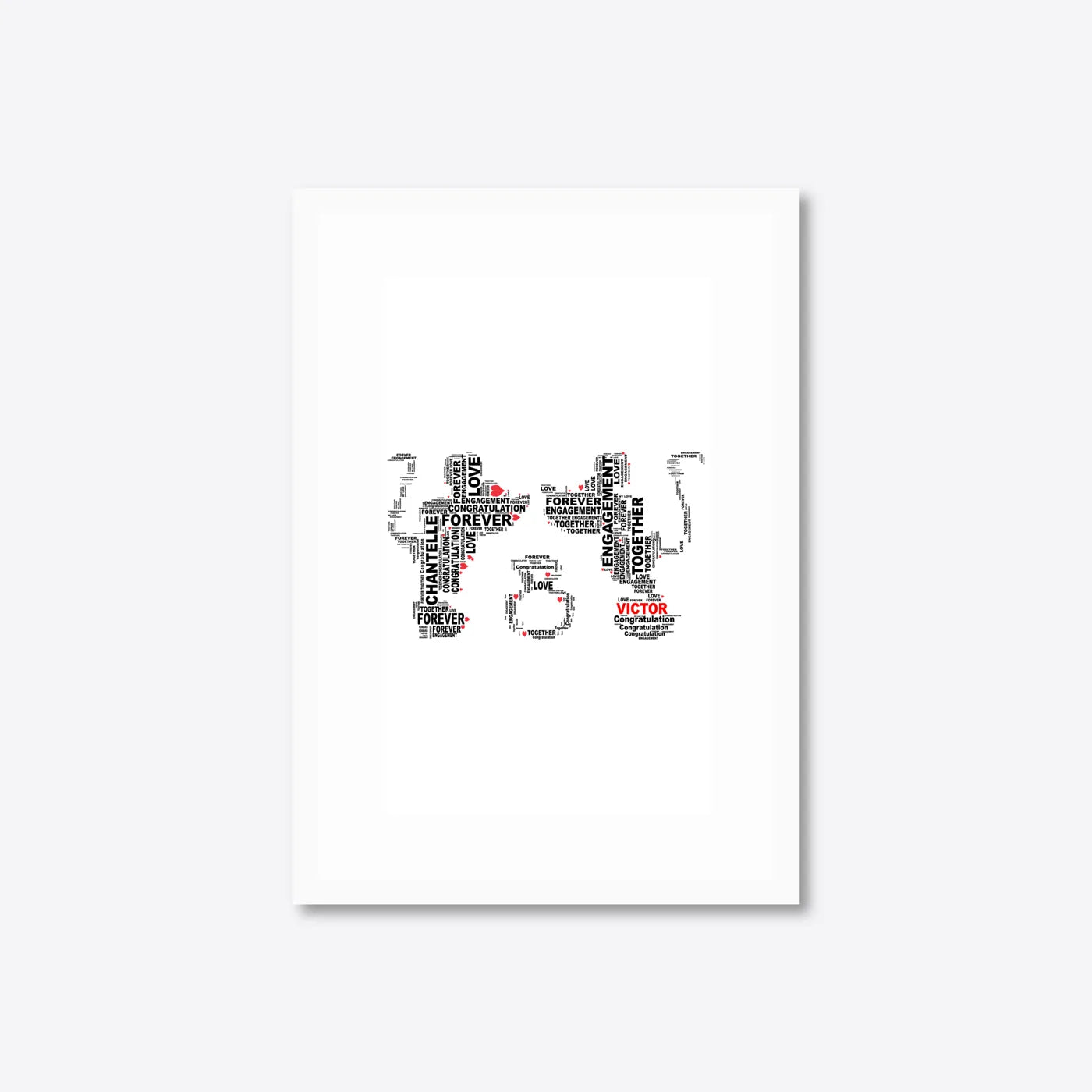 Personalised “I Do” Engagement Word Art – Couple Silhouettes – A4 – white frame