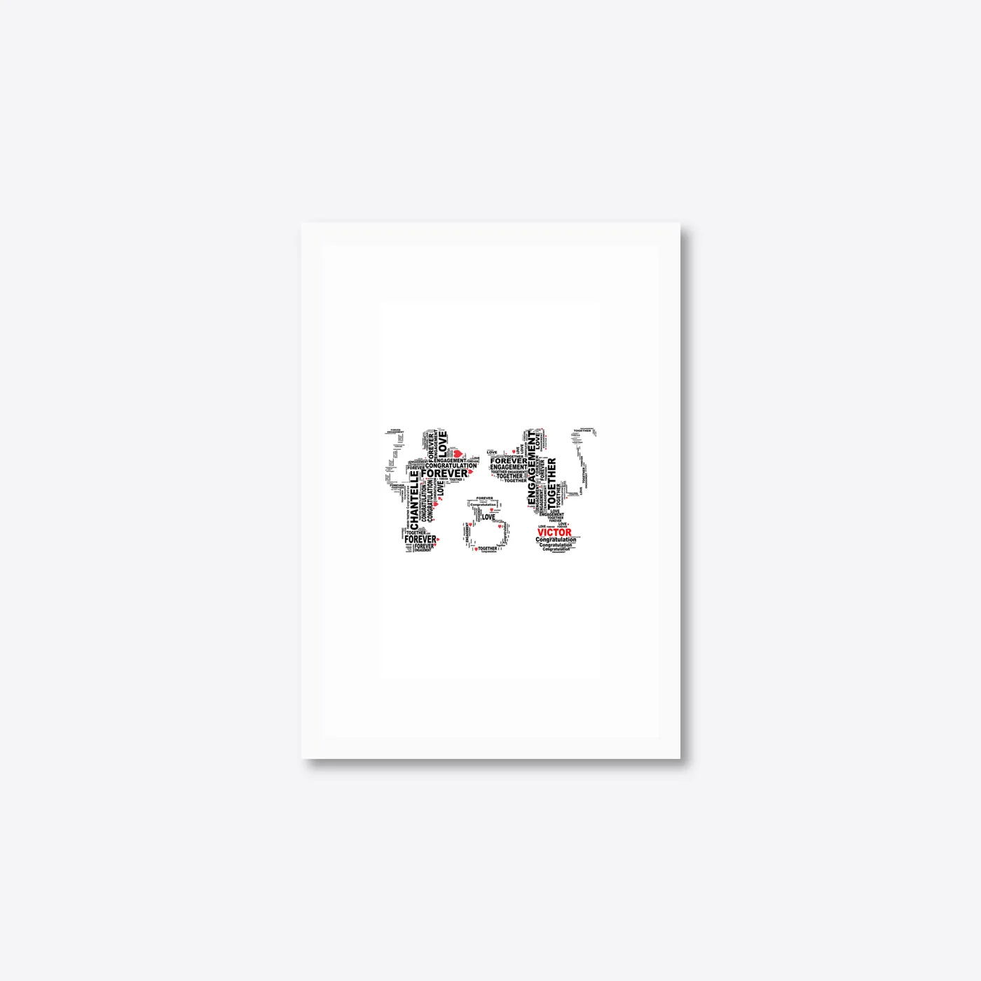 Personalised “I Do” Engagement Word Art – Couple Silhouettes – A5 – white frame