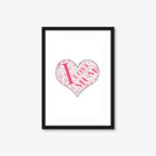 Personalised “I Love Mum” Heart Word Art – A4 – black frame