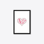 Personalised “I Love Mum” Heart Word Art – A5 – black frame