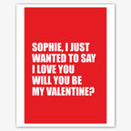 I Love You – Will You Be My Valentine? Personalised Name Card – personalised Valentine card, custom romantic greeting or anniversary card; make your own unique card.